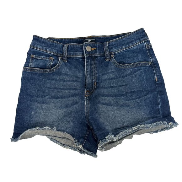 Gap High Rise Cut Off Denim Shorts Dark Wash Size 26R Frayed Hem Casual Style - Picture 1 of 6